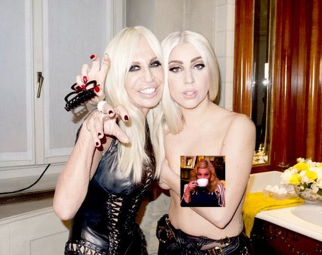 Lady Gaga posa en topless con Donatella Versace