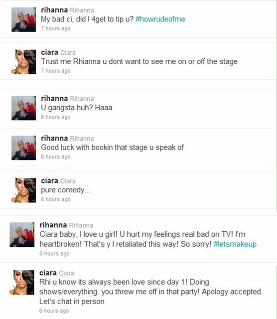 Rihanna Ciara tuits