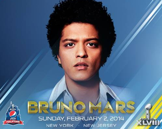 Bruno Mars actuará en el intermedio de la Super Bowl 2014