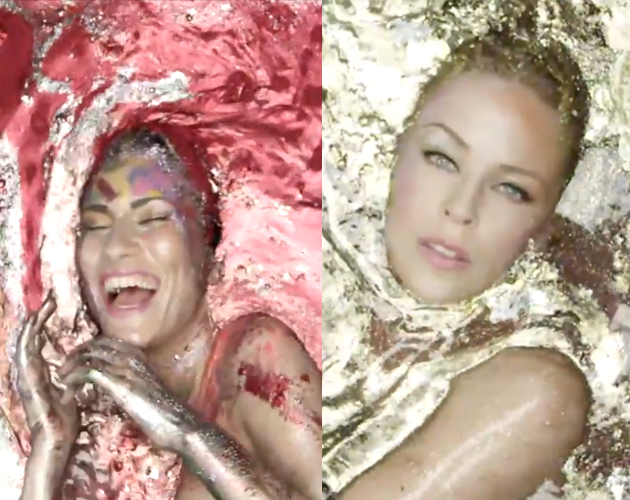 Kylie Minogue y Laura Pausini, sucias en el vídeo de 'Limpido'