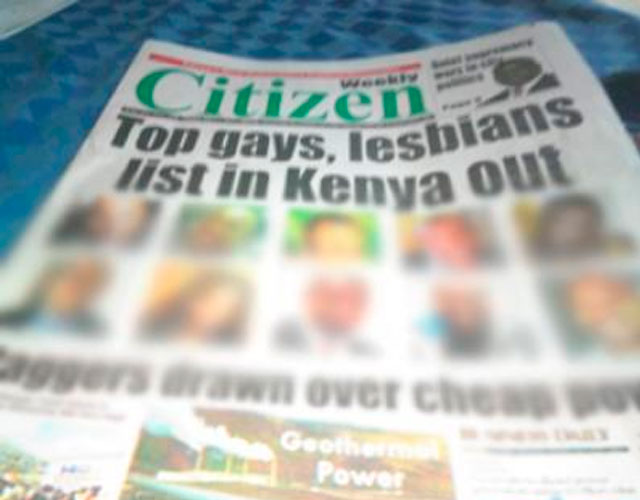 Un periódico de Kenia publica en portada nombres y fotos de homosexuales