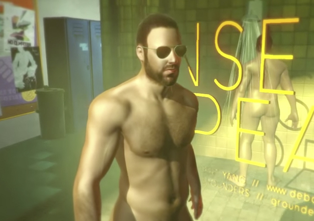 Un videojuego con hombres desnudos masturbándose en la ducha