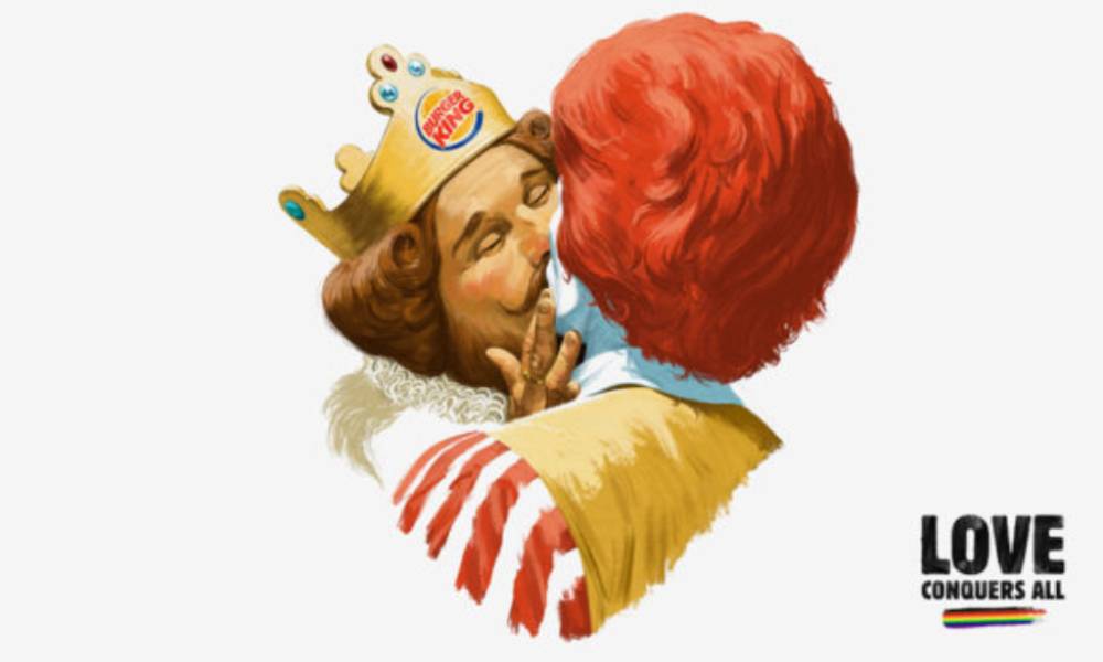 Burger King y McDonald beso