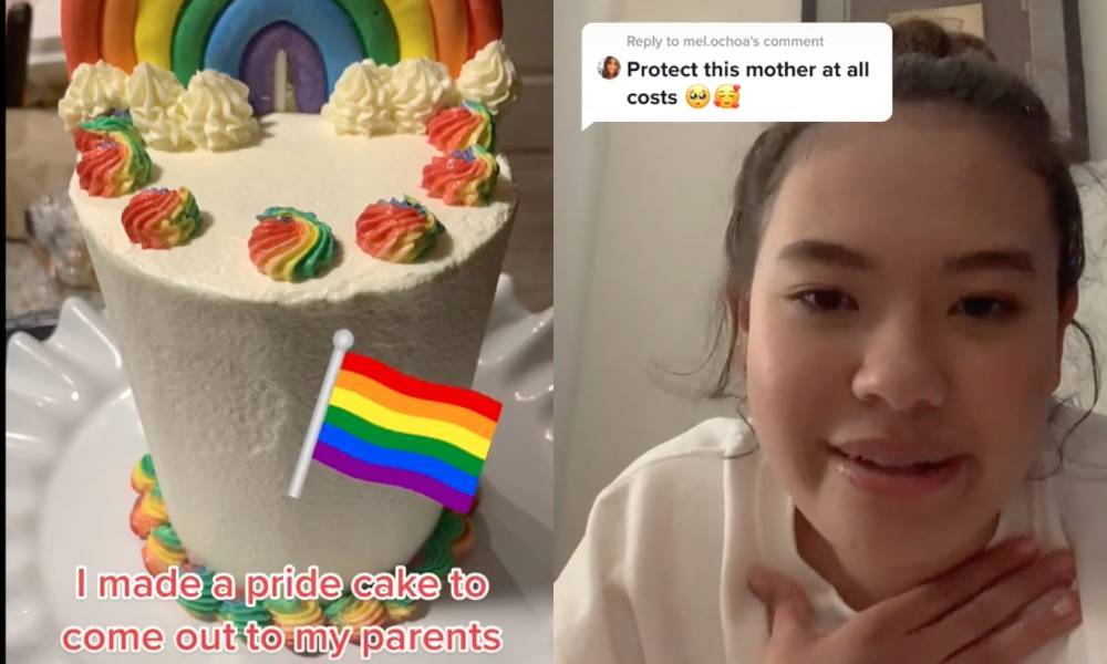 Una mujer comparte la hermosa reacción de sus padres al salir del armario como lesbiana con una tarta del Orgullo
