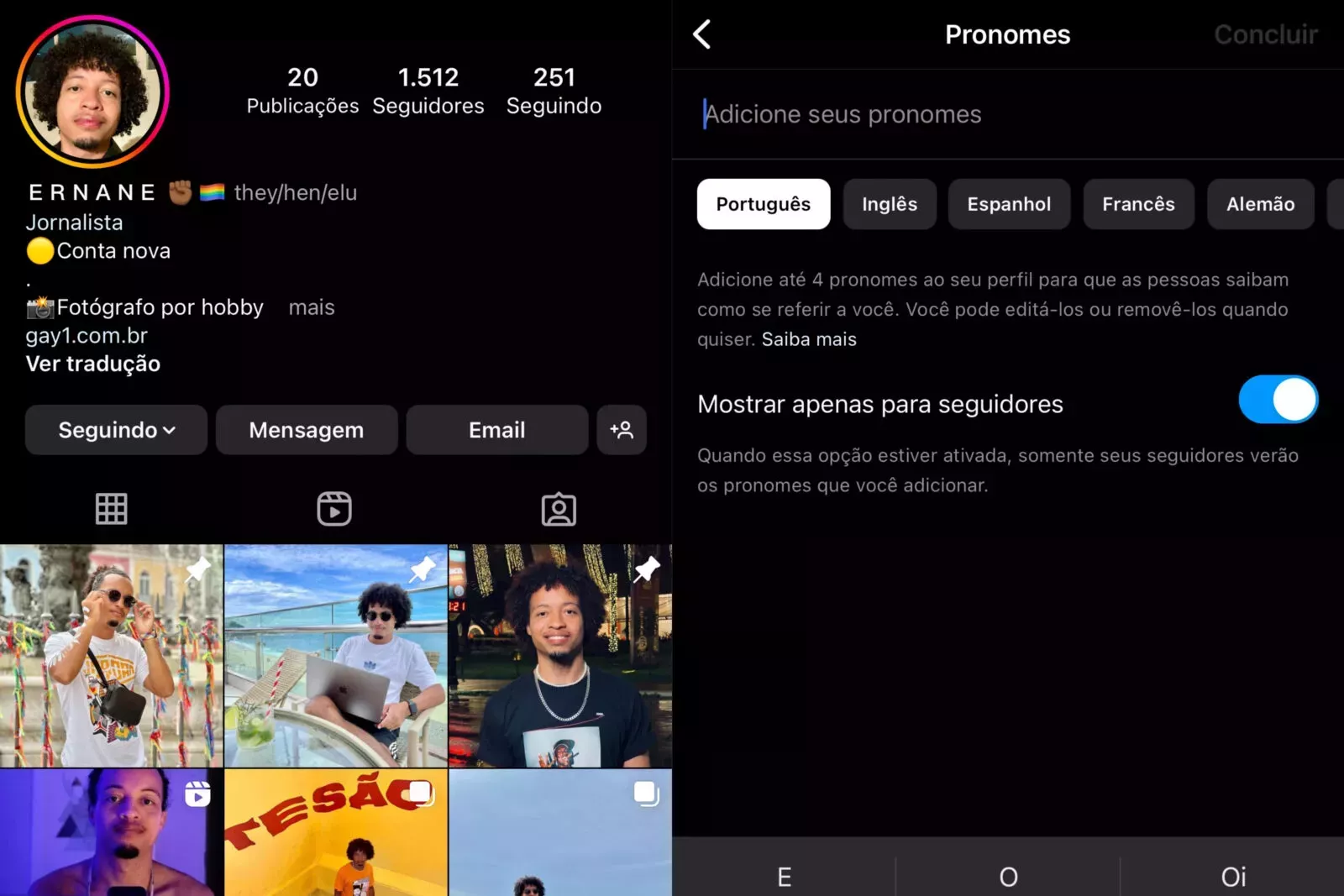 Instagram lanza la opción de añadir pronombres en la biografía del perfil en Brasil