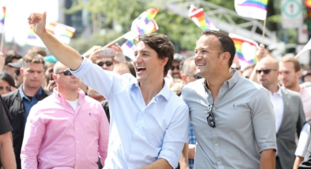 Justin Trudeau y Leo Varadkar en el Pride de Montreal