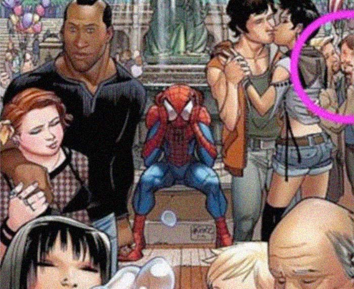 Mariquitas en un cómic de Spiderman
