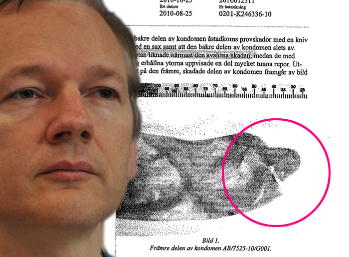 Publican imágenes del 'condón roto' de Julian Assange