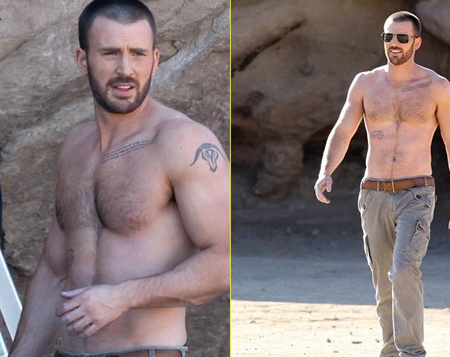 Mira a Chris Evans escalar sin camiseta