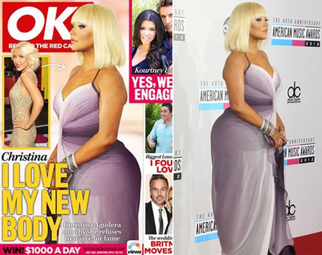 La revista 'OK!' publica una foto supuestamente modificada de Christina Aguilera para que luzca más gorda