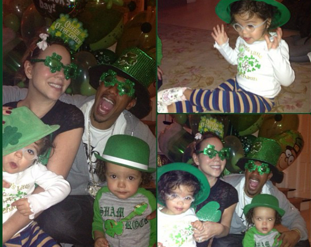 Mariah Carey celebra con sus hijos San Patricio bañada en verde