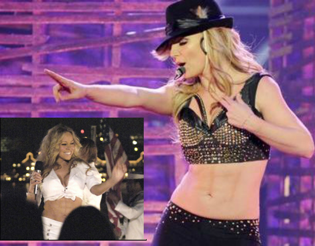 Britney Spears hace un Mariah Carey y se pinta los abdominales