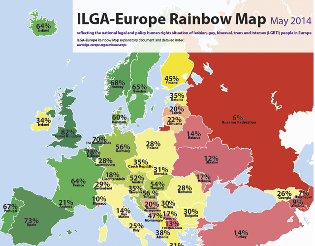 España es el tercer país europeo con mejores políticas LGBT