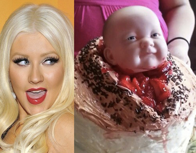 Christina Aguilera celebra su baby shower con una tarta de una vagina dando a luz