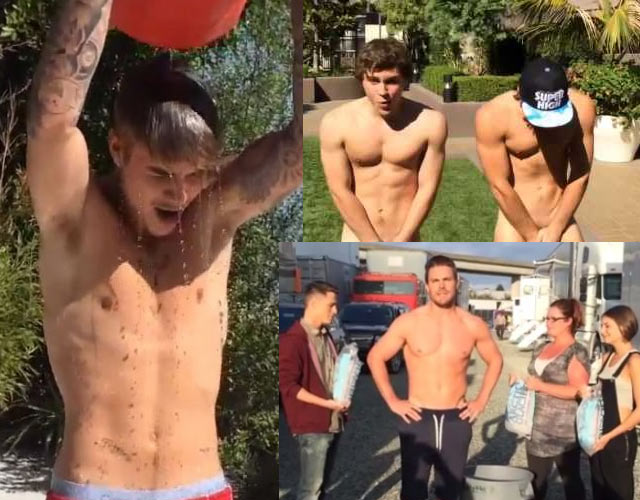 Famosos desnudos en los mejores "ice bucket challenges"