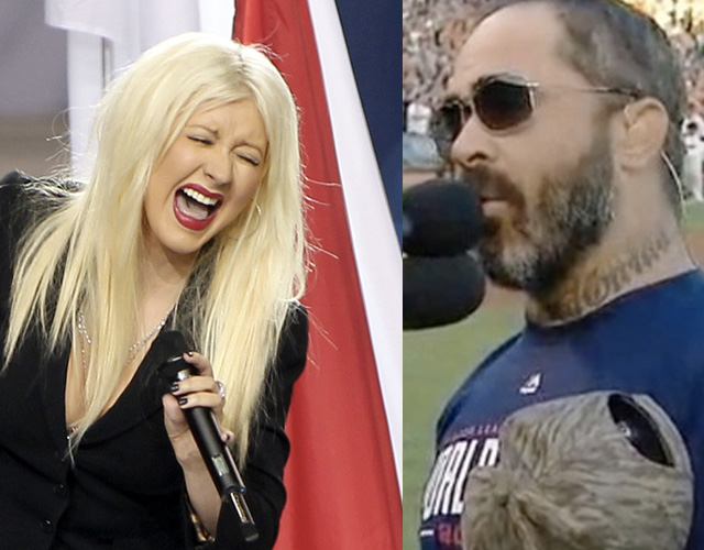 El cantante que se burló de Christina Aguilera por cantar mal el himno nacional comete el mismo error