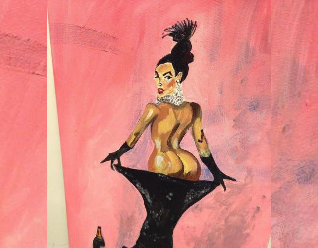 Un hombre pinta a Kim Kardashian con el pene