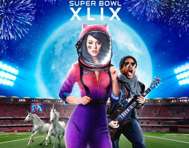Katy Perry y Lenny Kravitz juntos en el póster de la Super Bowl