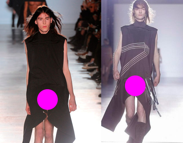 Modelos desnudos enseñando sus penes desfilando para Rick Owens