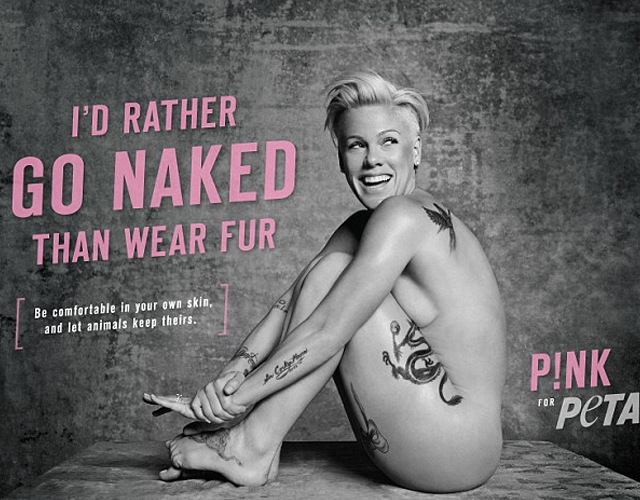 Pink, desnuda en la última campaña de PETA