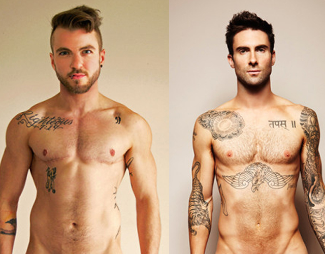 Un transexual recrea la foto de Adam Levine desnudo