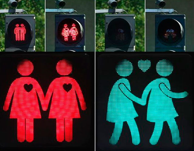 Semáforos con parejas gays en Viena para Eurovisión
