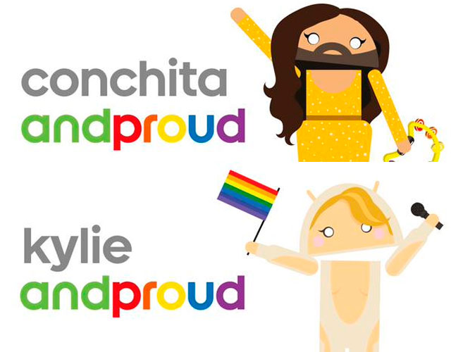 Kylie, Conchita Wurst y más famosos en la campaña "And Proud" de Android