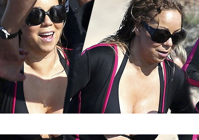 Mariah Carey desnuda: pillada en una playa con las tetas fuera
