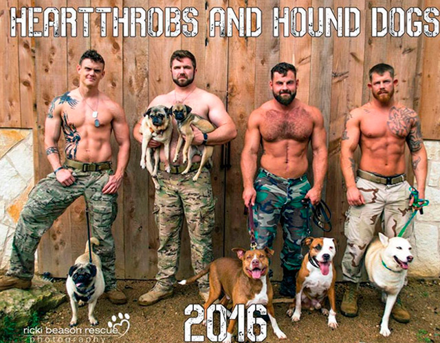 Soldados desnudos y perros en un calendario benéfico
