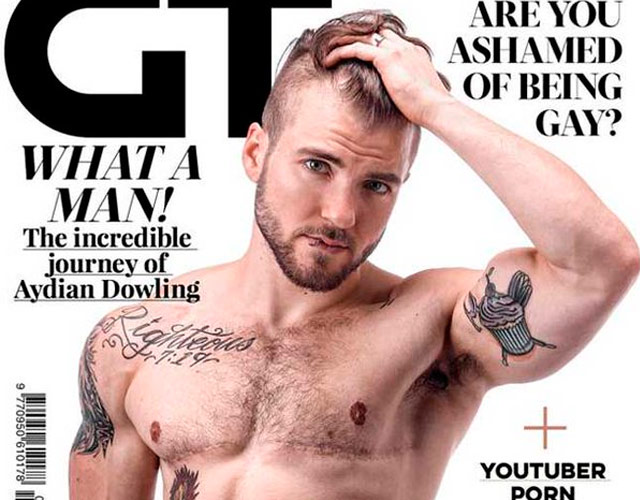 El modelo transexual Aydian Dowling desnudo en portada de Gay Times