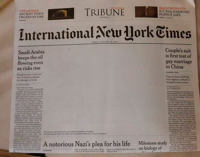 Censura homófoba en la portada de New York Times