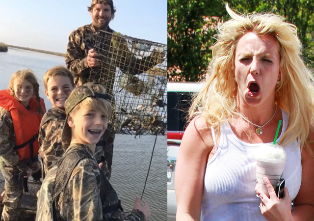 Britney Spears enseña a sus hijos a cazar patos