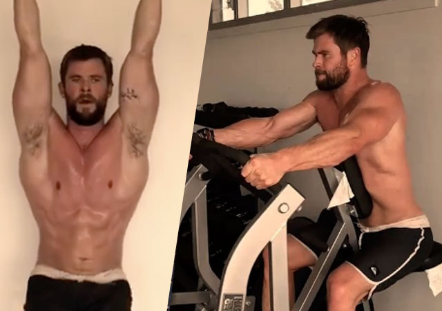 Chris Hemsworth gimiendo sin camiseta en su vídeo de entrenamiento