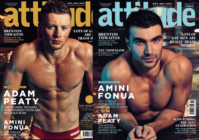 Los nadadores desnudos Adam Peaty y Amini Fonua en 'Attitude'