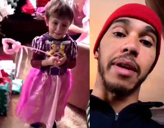 El piloto Lewis Hamilton grita a su sobrino por llevar un vestido de princesa