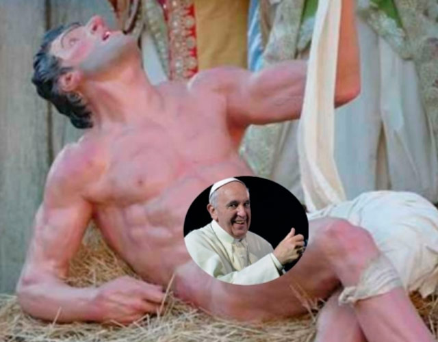Polémica en el nacimiento del Vaticano por un hombre desnudo demasiado sexy