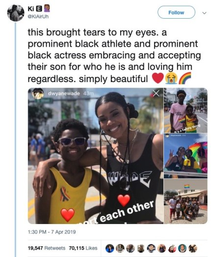 Dwayne Wade y Gabrielle Union apoyan a su hijo Zion en Miami Pride 2