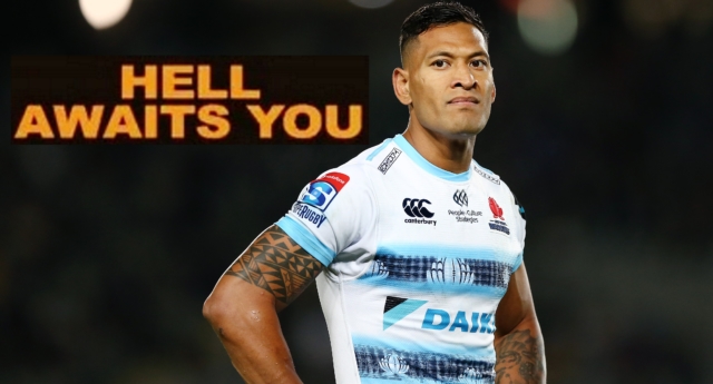 La estrella del rugby Israel Folau dice a los gays: "EL INFIERNO TE ESPERA"