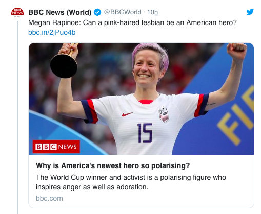 Megan Rapinoe: La BBC borra el tweet preguntando si una'lesbiana de pelo rosado' puede ser una heroína 2