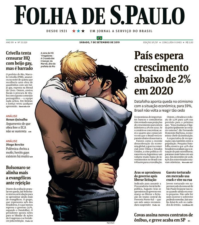 El periódico más grande de Brasil publica el beso de los Vengadores en primera plana después de los intentos de censura 2
