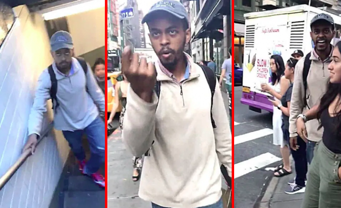 Homofobo persigue a un hombre gay fuera del metro y a través de las calles de Nueva York en un video impactante 1