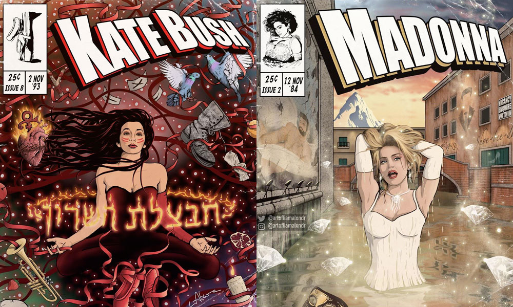 Un artista gay convierte las portadas de Madonna, Björk y Kate Bush en cómics