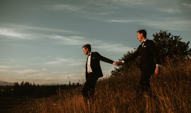 Same-sex gay couple wedding photos