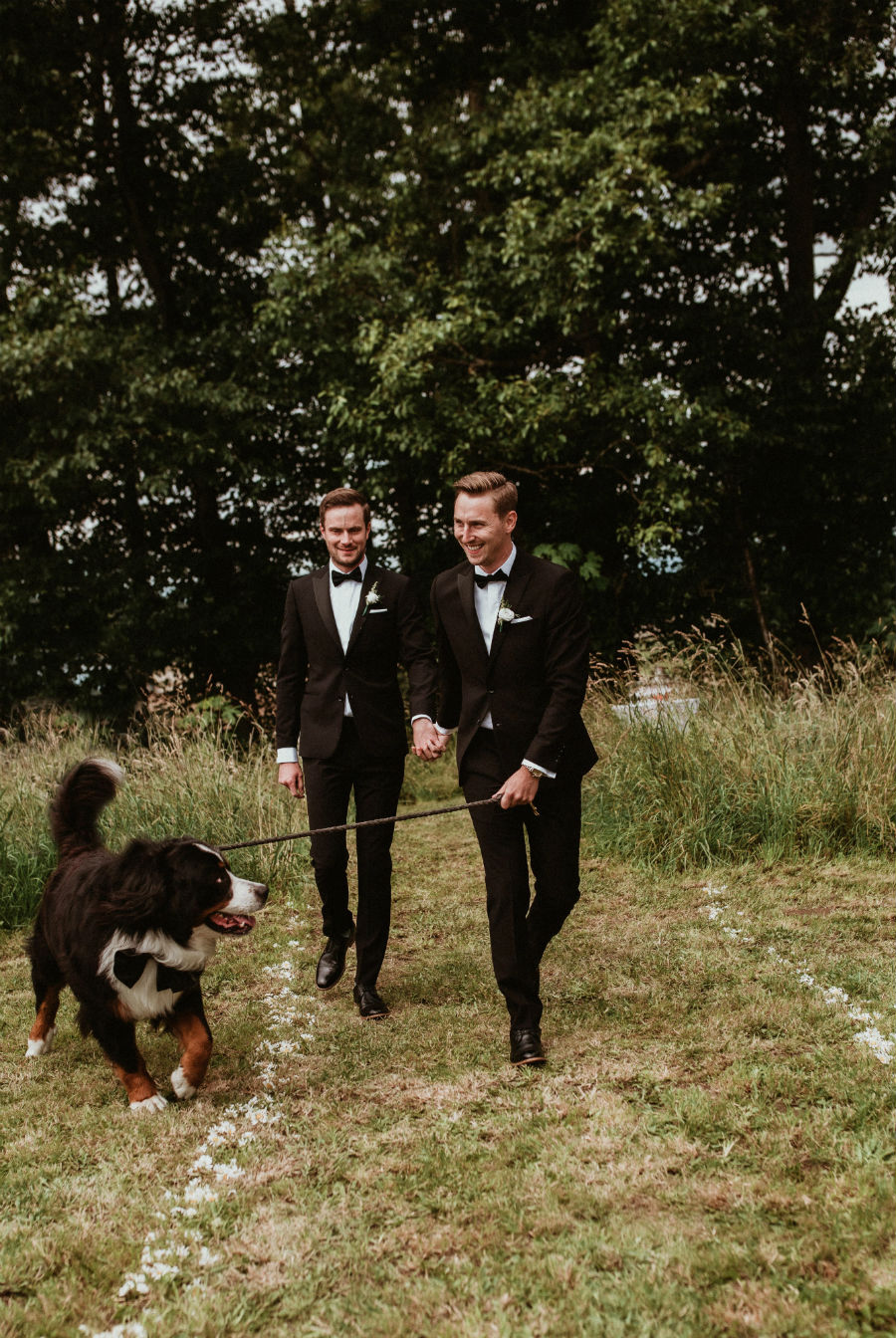 Two male grooms on their wedding day