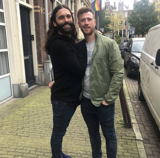 Jonathan Van Ness and husband Mark Peacock in Amsterdam