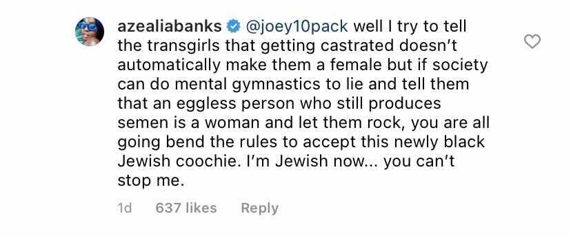 Azealia Banks se enfrenta a una fuerte reacción después de otro discurso asquerosamente transfóbico