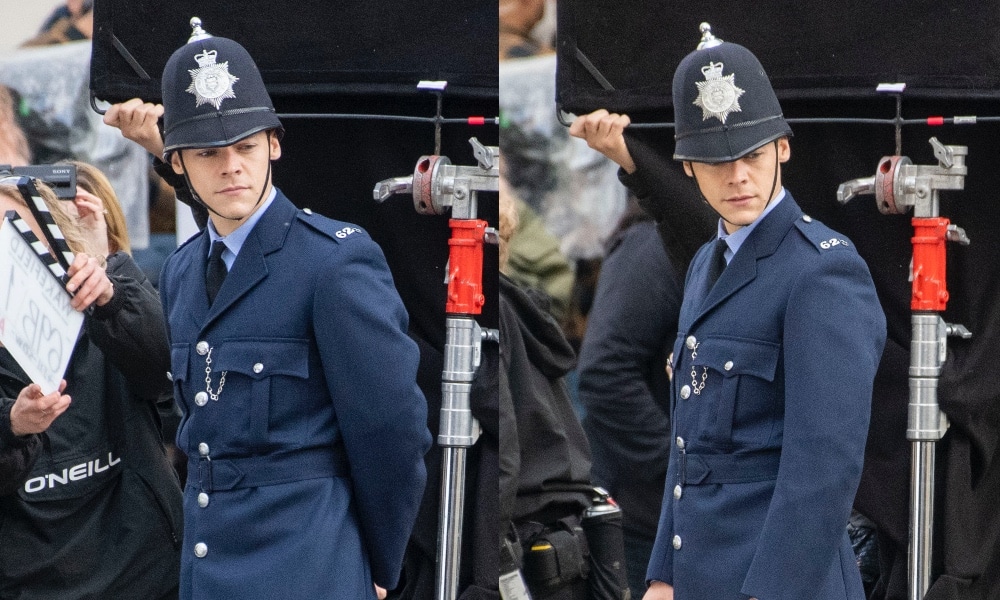 Harry Styles se pone el uniforme completo para interpretar a un policía gay en el rodaje de su nueva película My Policeman