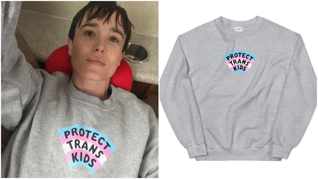Elliot Page publica una foto con una camiseta a favor de los niños trans
