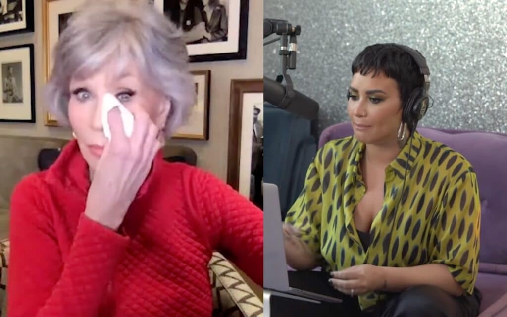 Jane Fonda rompe a llorar cuando Demi Lovato explica su valiente viaje no binario