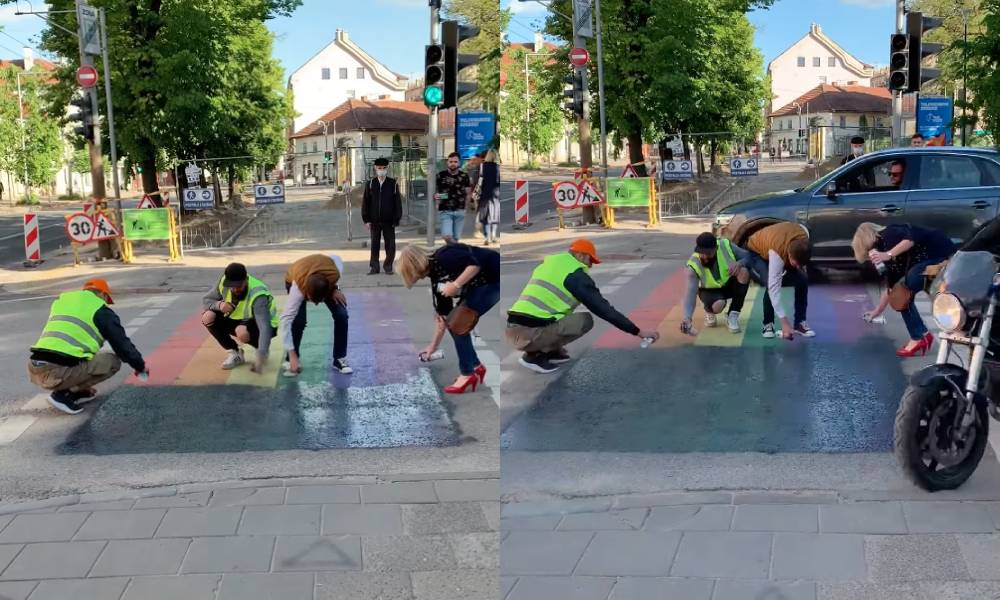 Ataque homófobo a un mural arcoiris en Lituania